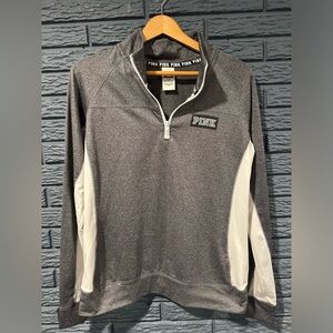 PINK Victorias Secret Ultimate Quarter Zip Grey Sweatshirt Size L